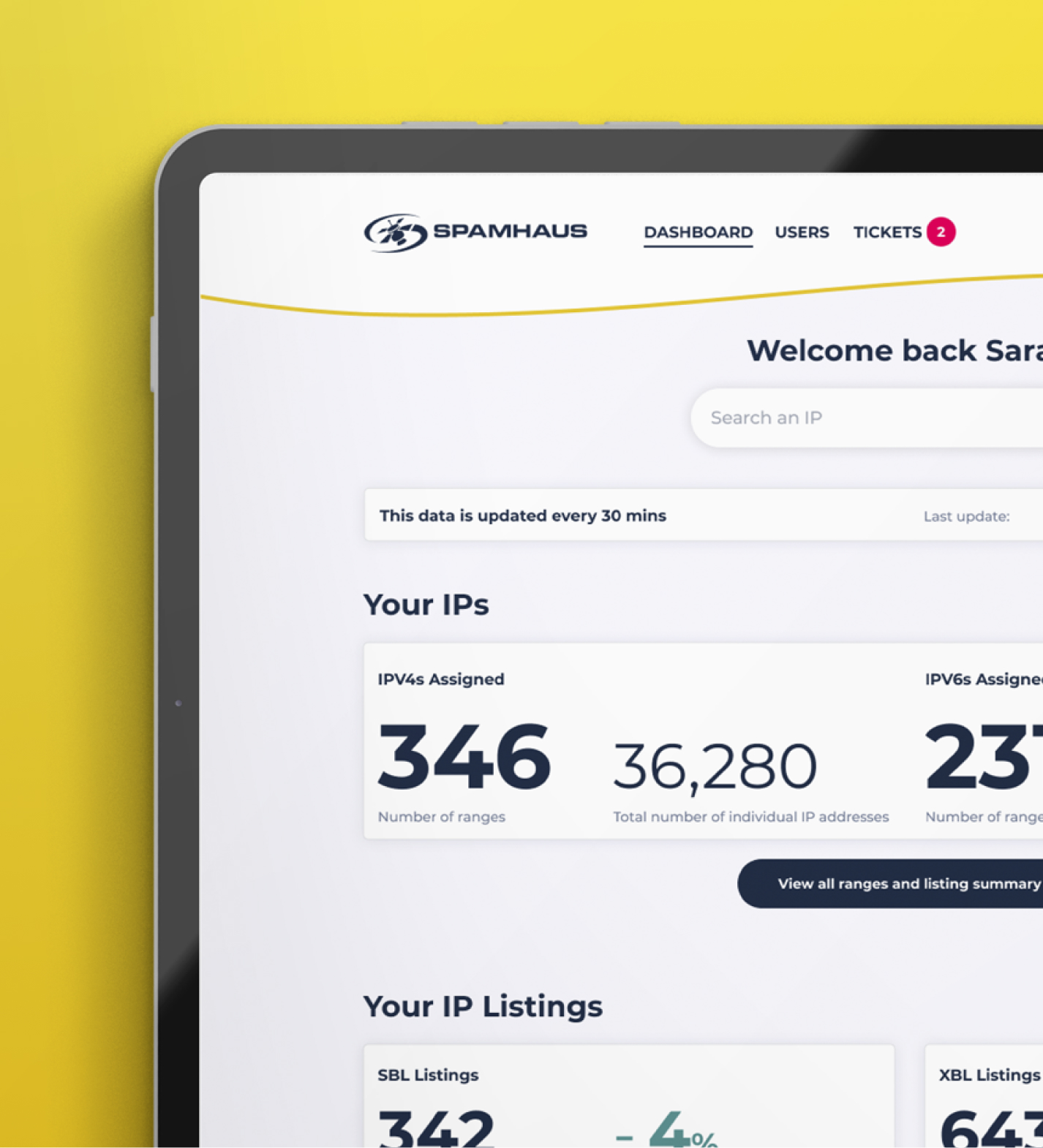 Spamhaus member dashboard design