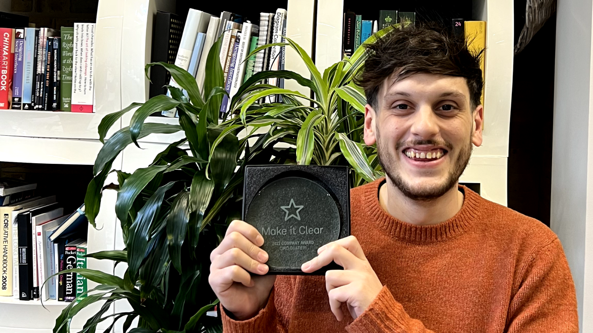 Make it Clear award 2022 : winner for 2022 was our Senior Designer