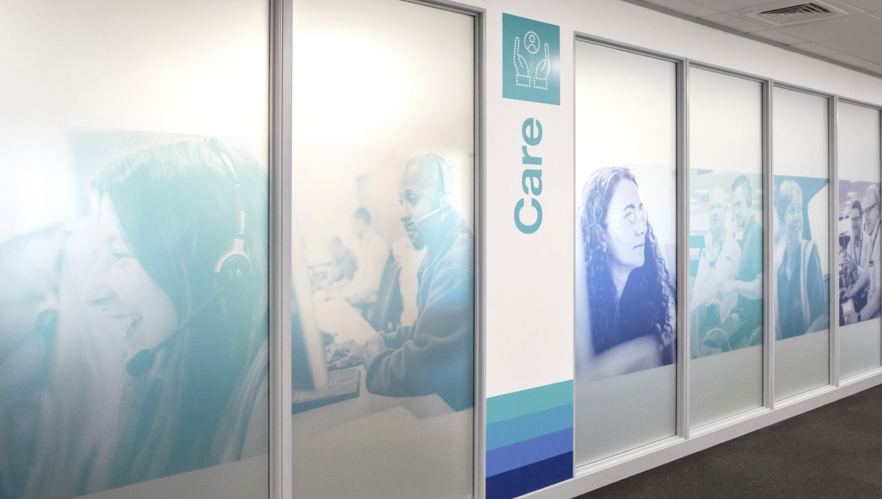 Brand values represented on the office walls of this organisation