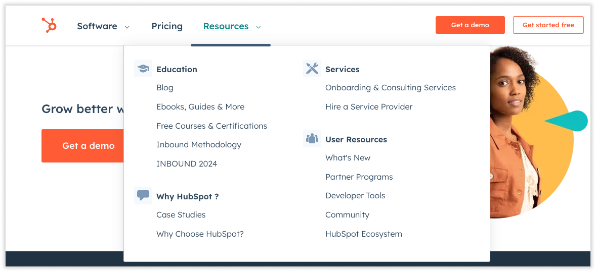 ai-organising-by-format-hubspot-02 Mega menu