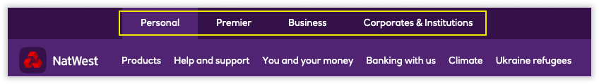 ai-organising-by-user-type-natwest natwest website structure